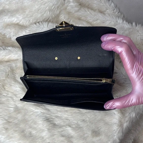 Louis Vuitton Black Monogram Empreinte Envelope Wallet with Gold Hardware - Picture 5 of 8